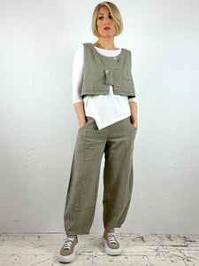 Linen-Blend Trousers in Natural or Toasted '020'