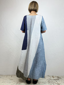 Long Linen Zaris Dress - Cristal Blue