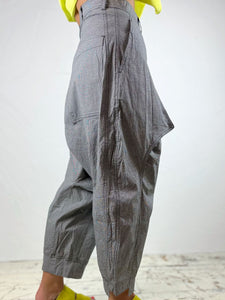 Micro-check Cotton Drop Crotch Trousers '3310101'