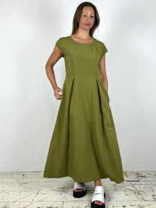 Linen Maxi Dress in Avocado