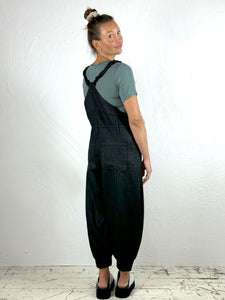 Coated Dungarees in Bone or Black '090'