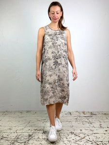 Rustic Print Linen Shift Dress