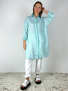 'Lady' Barbados Blue Linen Shirt-Dress