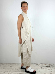 Linen Button Tunic Dress in Natural or Toasted '040'