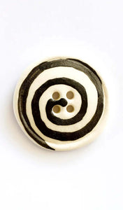 Handmade Black and White Spiral Sewing Button L335
