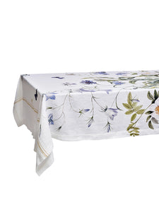 Linen Tablecloth - Blue Flower Garden - 2 Sizes
