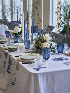 Linen Tablecloth - Blue Flower Garden - 2 Sizes