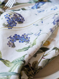 Linen Tablecloth - Blue Flower Garden - 2 Sizes