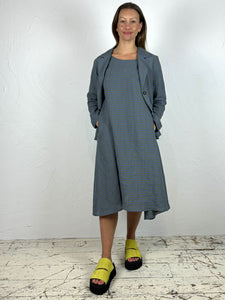 Gingham Check Flared Linen Dress 2 Colours