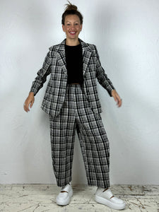 Short Flared Checked Cotton Jacket 2 Colours