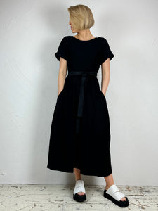 Jersey Black Puff Sleeve Dress