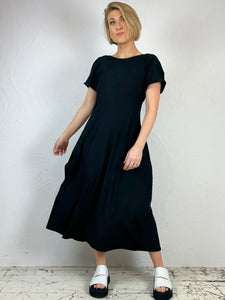 Jersey Black Puff Sleeve Dress