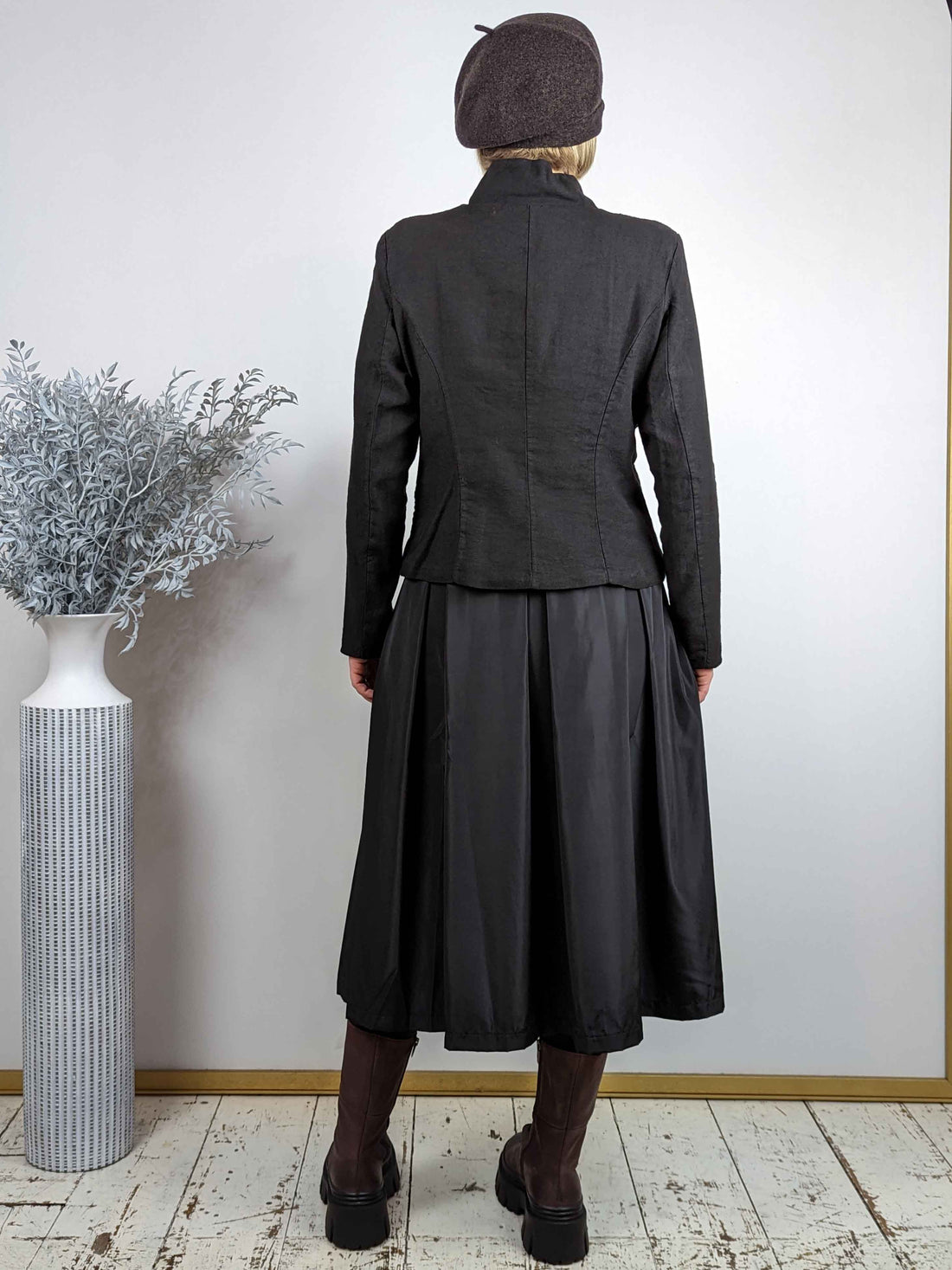 Amici Cotton + Linen Short Jacket - BLACK