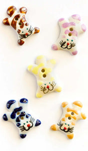 Handmade Flying Cats Sewing Buttons in Mixed Colours L28