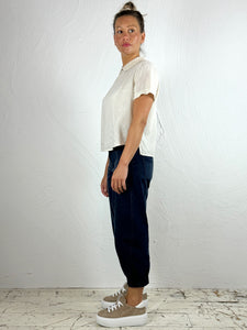 Linen Blend Blouse with Embroidered Collar '280'