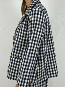 Short Flared Checked Cotton Jacket 2 Colours