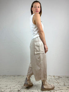 Light Crop Distressed Cotton Trousers