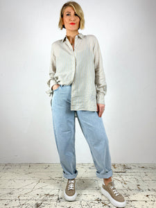 'Elinda' Stripe Linen and Cotton Blend Shirt