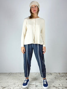 'Alicia S' Stripe Cotton Trousers 2 Colours