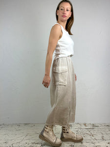 Light Crop Distressed Cotton Trousers