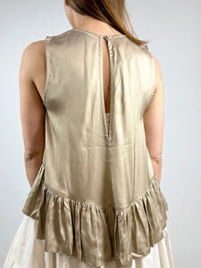 Silky Peplum Vest Top Blue Woman