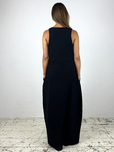 V-Neck Textured Maxi Dress with Pockets 2 Colours