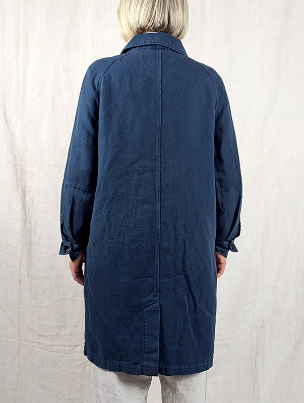 Mat De Misaine FANLO Cotton and Linen Midi Jacket - Celestial Blue Blue Woman