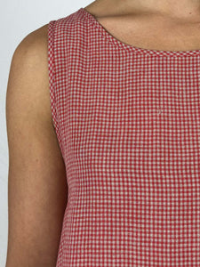 Gingham Check Flared Linen Dress 2 Colours