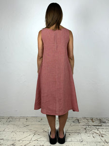 Gingham Check Flared Linen Dress 2 Colours