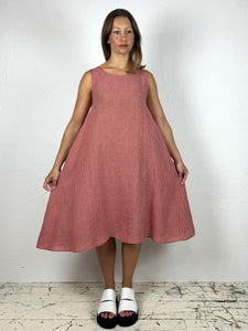 Gingham Check Flared Linen Dress 2 Colours