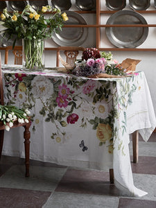 Linen Tablecloth - Rose Flower Garden - 2 Sizes