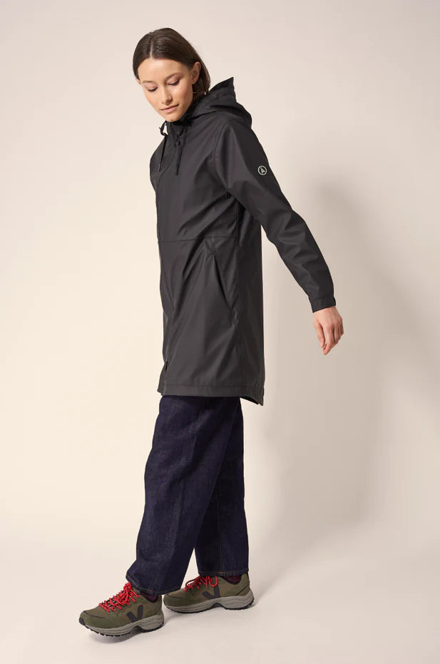TANTA VAND WATERPROOF FLEECE-LINED RAIN MAC - BLACK