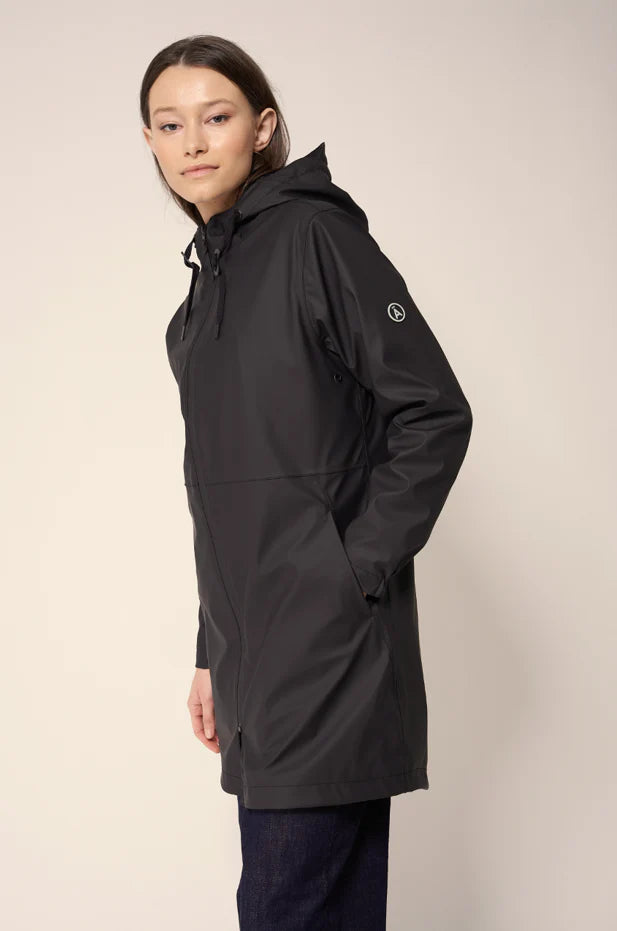 TANTA VAND WATERPROOF FLEECE-LINED RAIN MAC - BLACK