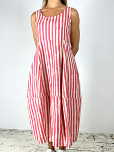 Chilli Stripe Sleeveless Linen Dress