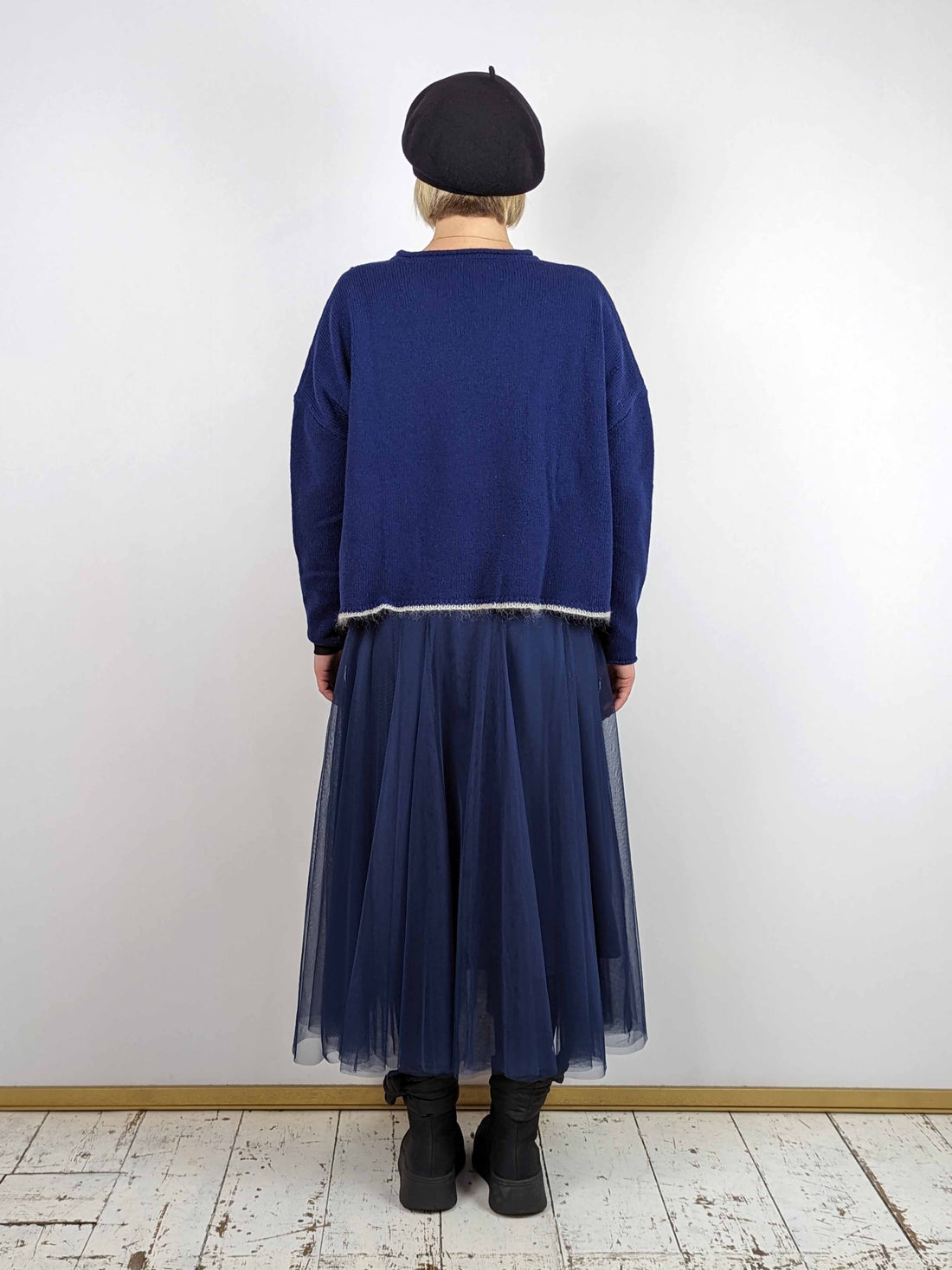 BLUE BASICS Midi Tulle Skirt - Navy Blue