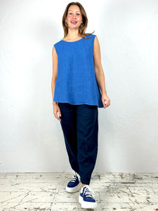 Asymmetric Linen Sleeveless Top