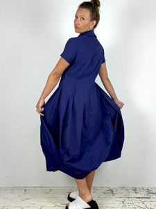 Ruffle Collar Bubble Dress in 'Azur' Blue