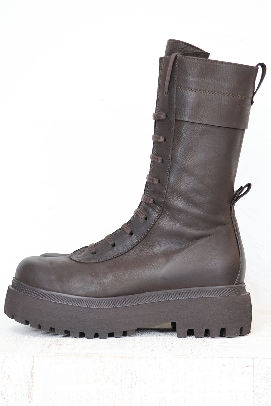 Lofina Midi Lace Up Boots in Dark Brown – Blue Woman