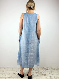'Owo' Denim Effect Linen Dress