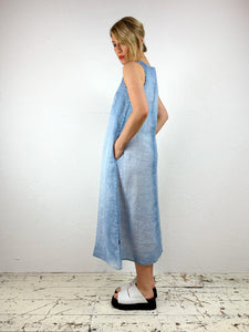 'Owo' Denim Effect Linen Dress