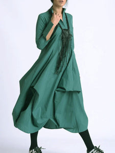 Metamorphoza Long Asymmetric Dress - Green