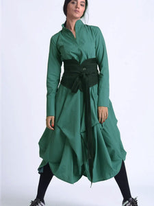 Metamorphoza Long Asymmetric Dress - Green