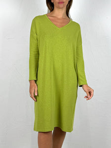 Squared V-Neck Dress in Pistachio Green