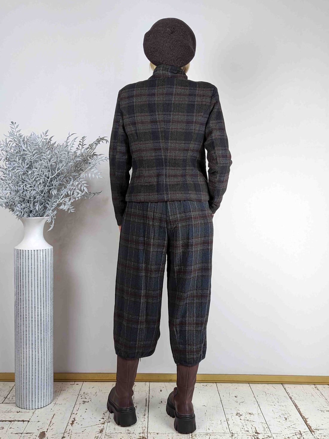 Amici Palazzo Plaid Cotton Trousers - CHECK