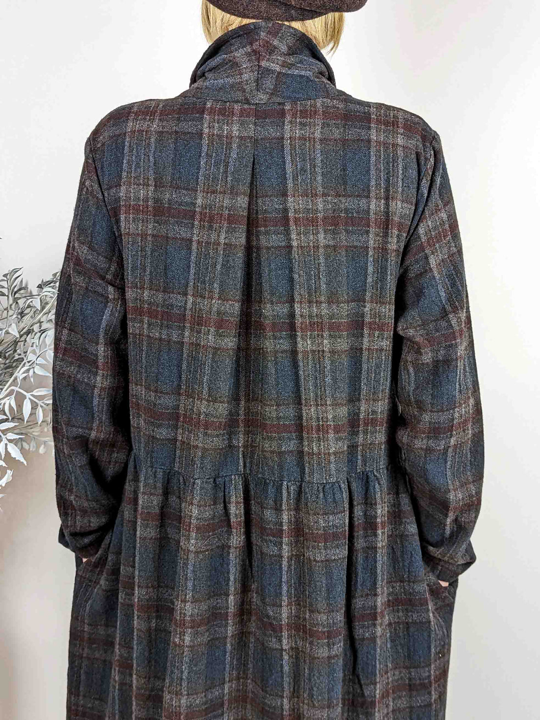 Amici Plaid Cotton Overcoat Dress - CHECK