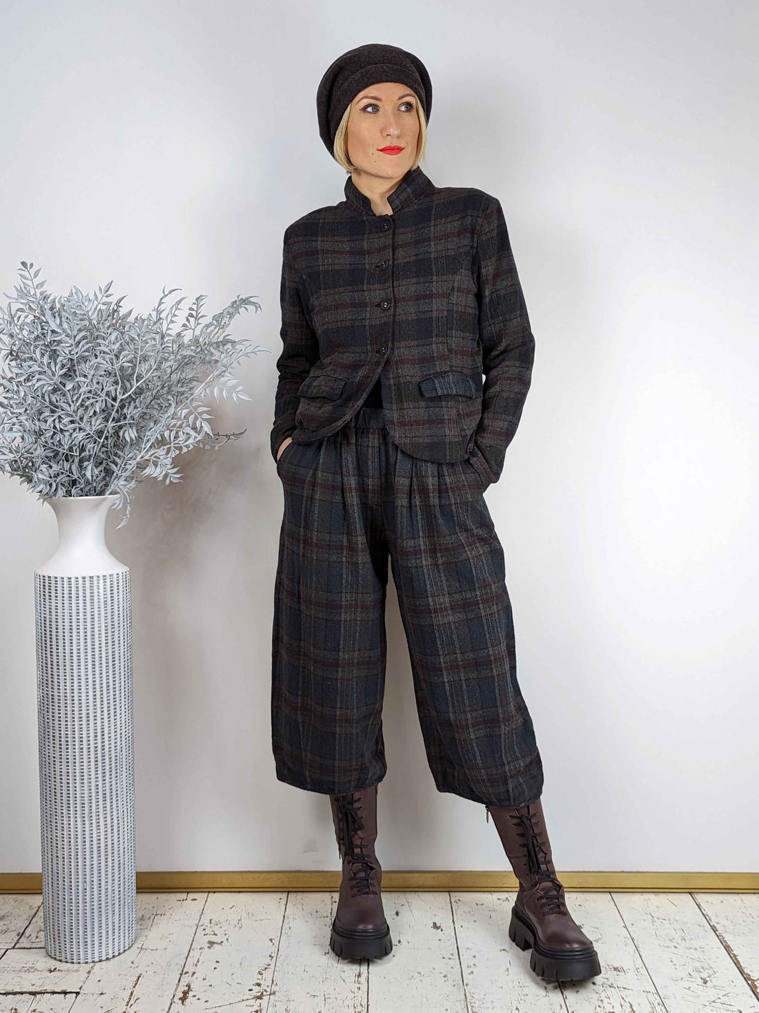 Amici Plaid Cotton Short Jacket - CHECK