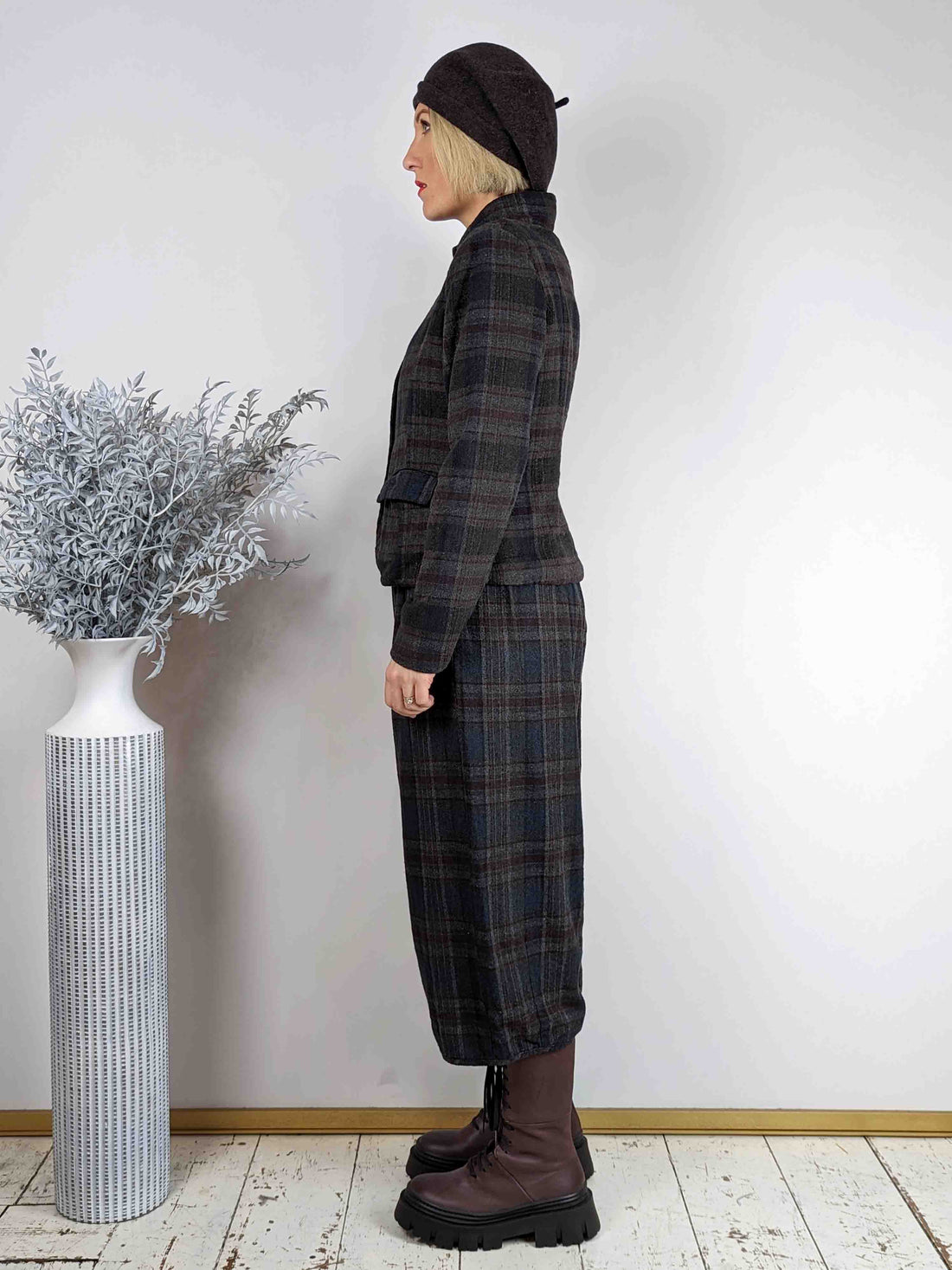 Amici Palazzo Plaid Cotton Trousers - CHECK