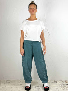 Boxy Cropped T-Shirt in White or Sand '722'