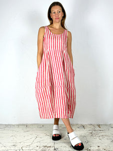 Chilli Stripe Sleeveless Linen Dress