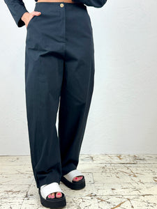 Newport Black Barrel Trousers